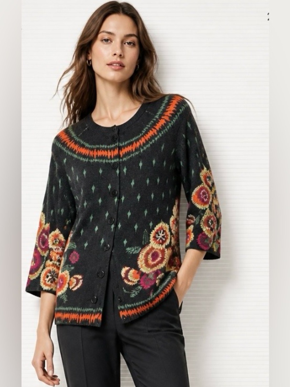 SPARROW Anthropologie Cardigan Sweater Beaucaire Boho Button Embroidered Belt